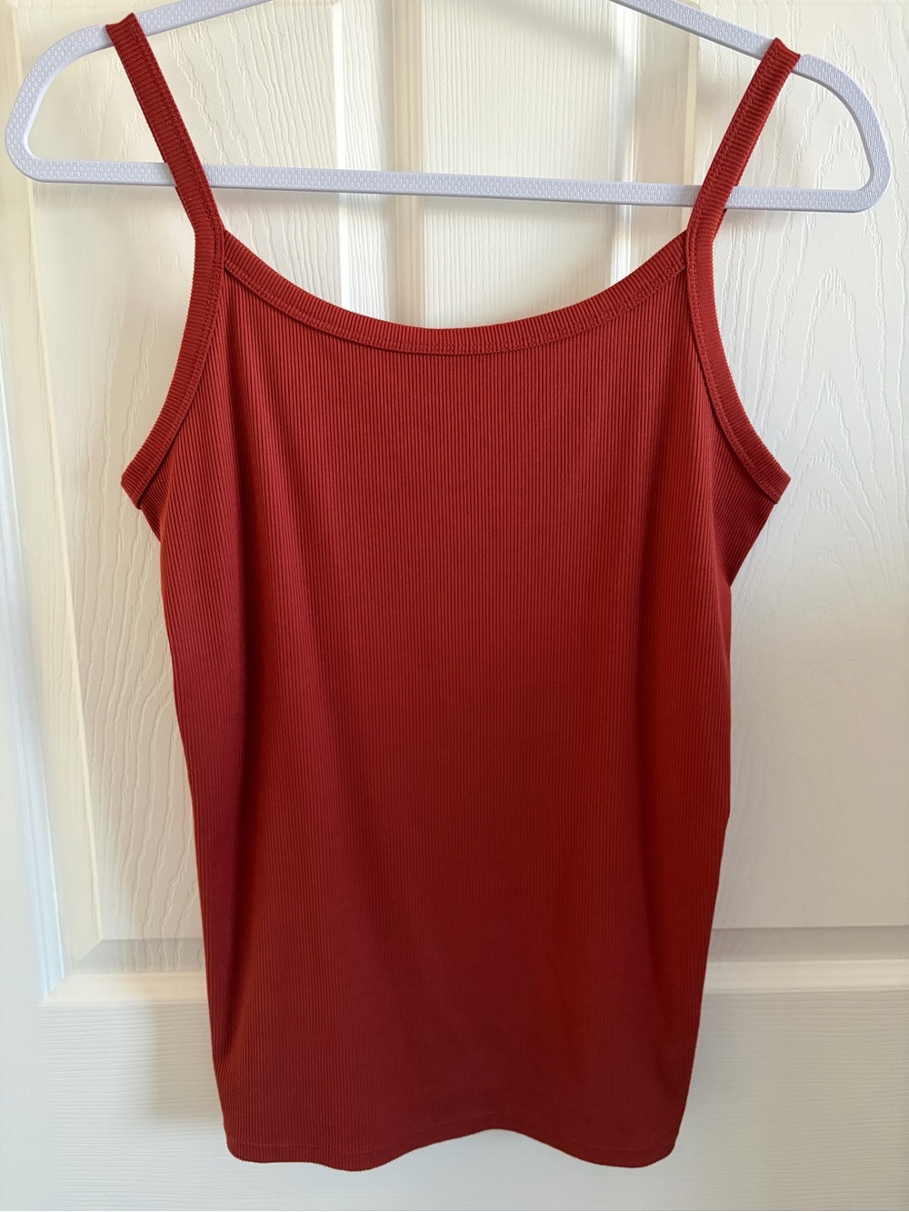 No Boundaries Rust Red Ribbed Spaghetti-Strap Tank top